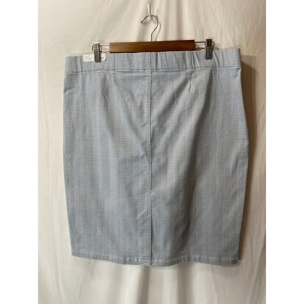 NWT Stitch Fix Liverpool Recycled Cotton Blue Houndstooth Pencil Skirt 16